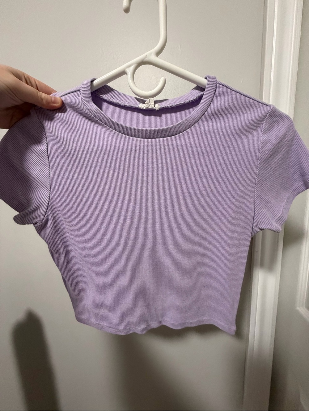 Garage Lavender Ribbed Crop Tee